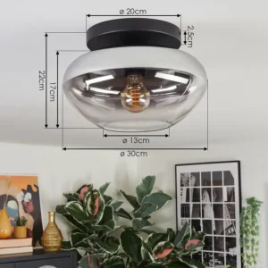hofstein Mertola Plafonnier, Boule lumineuse Clair, Fumé, 1 lumière* Lampes Modernes