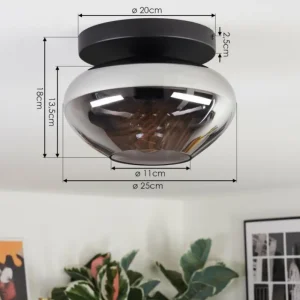 hofstein Mertola Plafonnier, Boule lumineuse Fumé, 1 lumière* Lampes Modernes