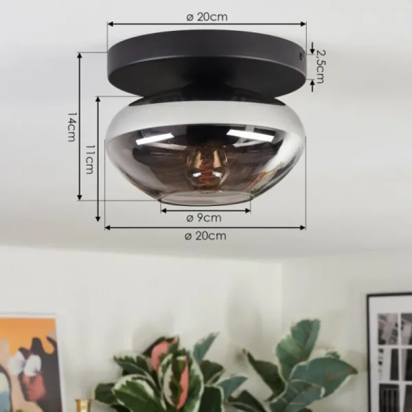 hofstein Mertola Plafonnier, Boule lumineuse Fumé, 1 lumière* Lampes Modernes