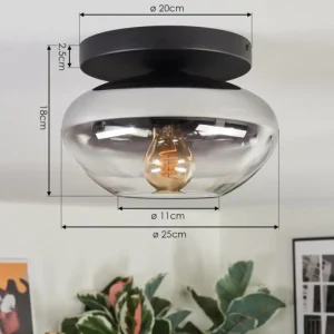 hofstein Mertola Plafonnier, Boule lumineuse Clair, Fumé, 1 lumière* Lampes Modernes