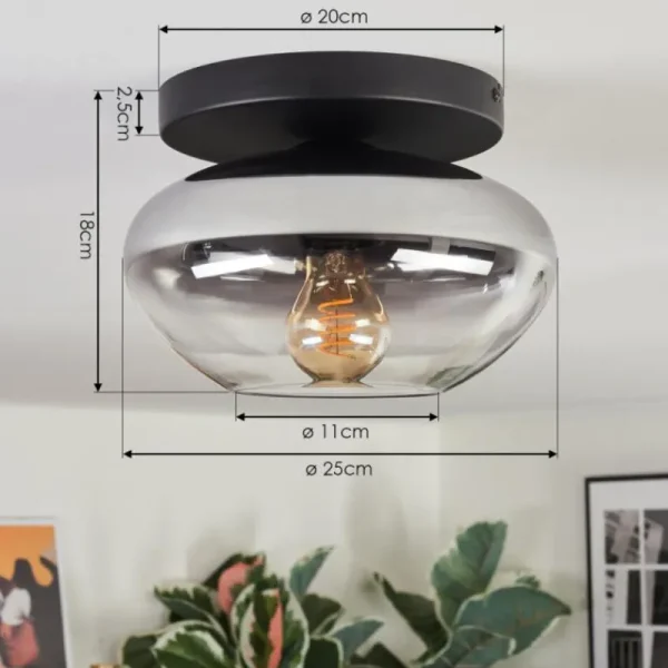 hofstein Mertola Plafonnier, Boule lumineuse Clair, Fumé, 1 lumière* Lampes Modernes