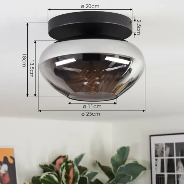 hofstein Mertola Plafonnier, Boule lumineuse Fumé, 1 lumière* Lampes Modernes