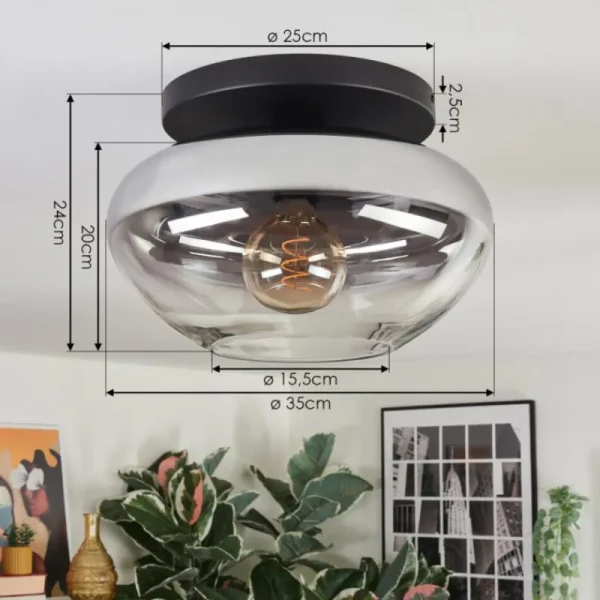 hofstein Mertola Plafonnier, Boule lumineuse Clair, Fumé, 1 lumière* Lampes Modernes