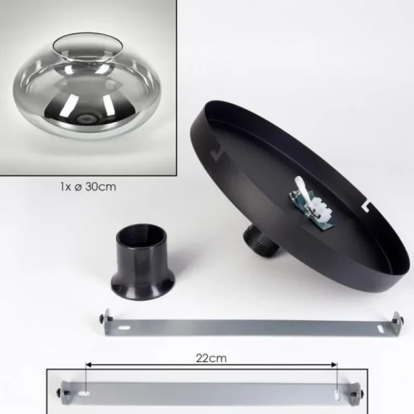 hofstein Mertola Plafonnier, Boule lumineuse Clair, Fumé, 1 lumière* Lampes Modernes