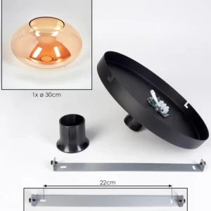 hofstein Mertola Plafonnier, Boule lumineuse Ambre, 1 lumière* Lampes En Verre