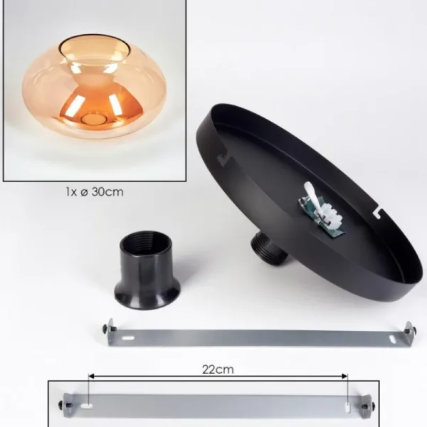 hofstein Mertola Plafonnier, Boule lumineuse Ambre, 1 lumière* Lampes En Verre