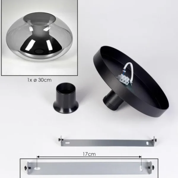 hofstein Mertola Plafonnier, Boule lumineuse Fumé, 1 lumière* Lampes Modernes