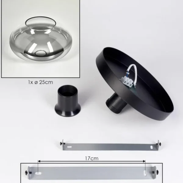 hofstein Mertola Plafonnier, Boule lumineuse Clair, Fumé, 1 lumière* Lampes Modernes