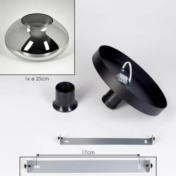 hofstein Mertola Plafonnier, Boule lumineuse Fumé, 1 lumière* Lampes Modernes