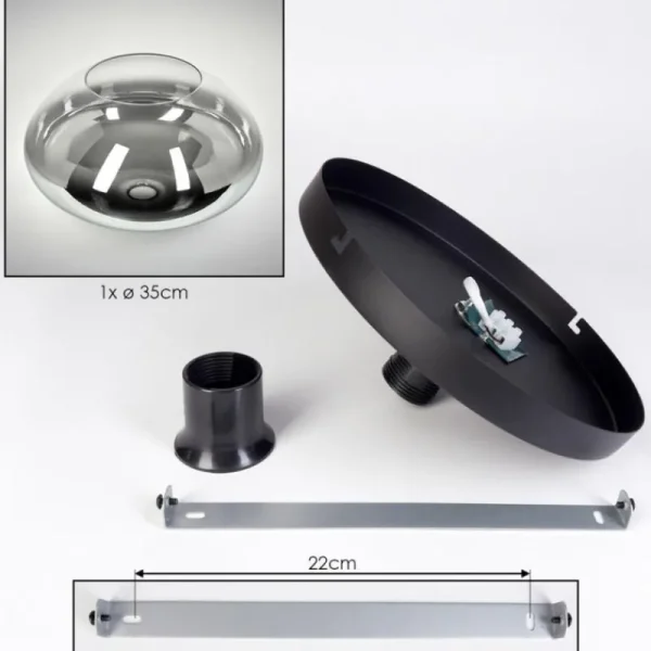 hofstein Mertola Plafonnier, Boule lumineuse Clair, Fumé, 1 lumière* Lampes Modernes