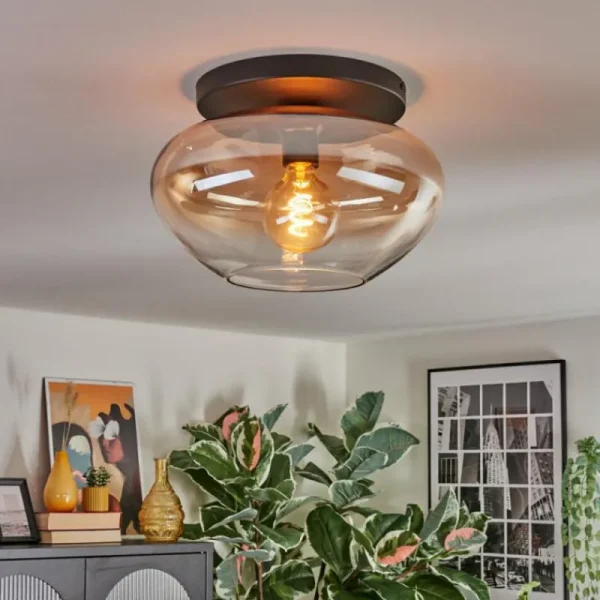 hofstein Mertola Plafonnier, Boule lumineuse Ambre, Clair, 1 lumière* Lampes En Verre