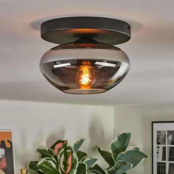 hofstein Mertola Plafonnier, Boule lumineuse Fumé, 1 lumière* Lampes Modernes