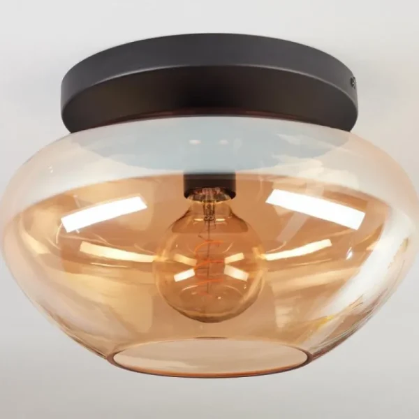 hofstein Mertola Plafonnier, Boule lumineuse Ambre, 1 lumière* Lampes En Verre