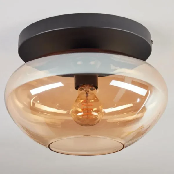 hofstein Mertola Plafonnier, Boule lumineuse Ambre, 1 lumière* Lampes En Verre