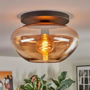 hofstein Mertola Plafonnier, Boule lumineuse Ambre, 1 lumière* Lampes En Verre