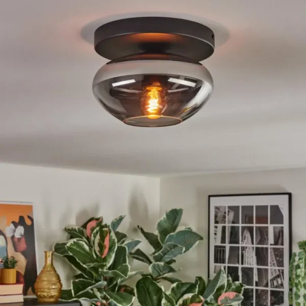 hofstein Mertola Plafonnier, Boule lumineuse Fumé, 1 lumière* Lampes Modernes