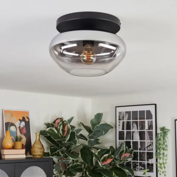 hofstein Mertola Plafonnier, Boule lumineuse Clair, Fumé, 1 lumière* Lampes Modernes