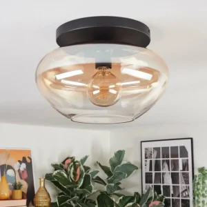 hofstein Mertola Plafonnier, Boule lumineuse Ambre, Clair, 1 lumière* Lampes En Verre