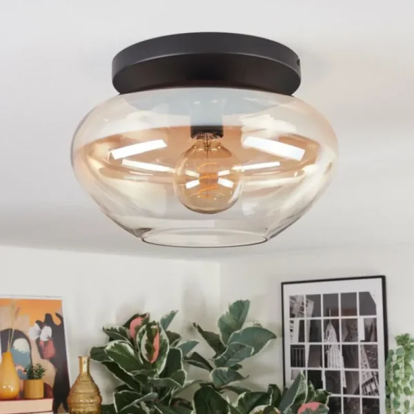 hofstein Mertola Plafonnier, Boule lumineuse Ambre, Clair, 1 lumière* Lampes En Verre