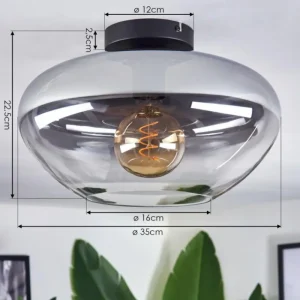 hofstein Mertola Plafonnier Clair, Fumé, 1 lumière* Lampes Modernes