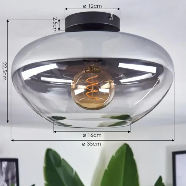 hofstein Mertola Plafonnier Clair, Fumé, 1 lumière* Lampes Modernes
