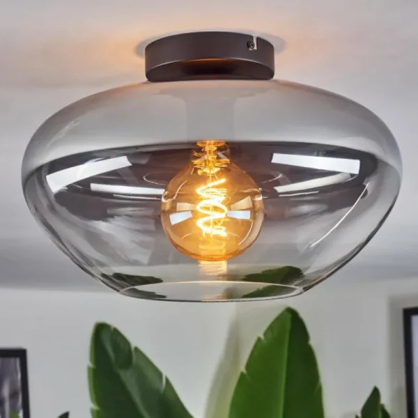 hofstein Mertola Plafonnier Clair, Fumé, 1 lumière* Lampes Modernes