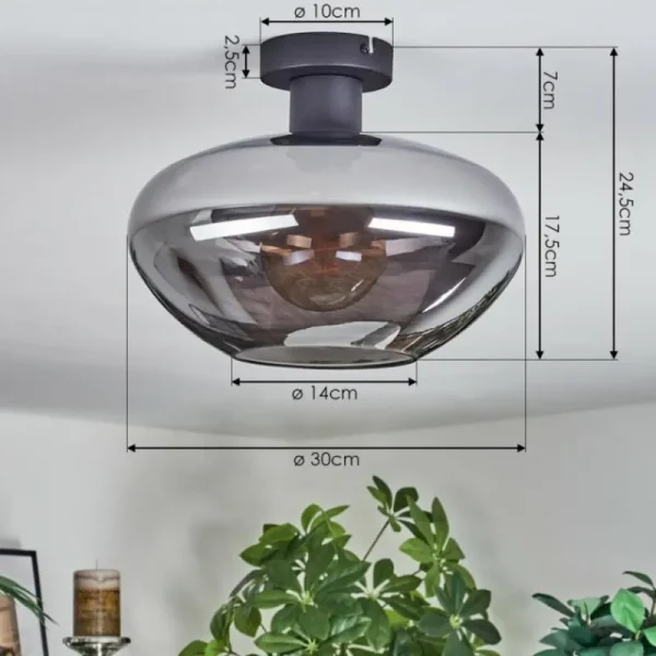 hofstein Mertola Plafonnier Fumé, 1 lumière* Lampes Modernes