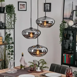 hofstein Mertola Suspension, Boule lumineuse Noir, 3 lumières* Lampes Modernes