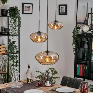 hofstein Mertola Suspension, Boule lumineuse Noir, 5 lumières* Lampes En Verre