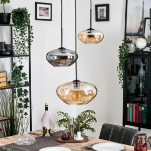 hofstein Mertola Suspension, Boule lumineuse Noir, 3 lumières* Lampes Modernes