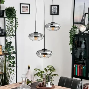 hofstein Mertola Suspension, Boule lumineuse Noir, 3 lumières* Lampes Modernes