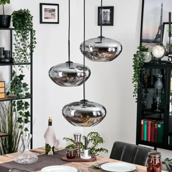 hofstein Mertola Suspension, Boule lumineuse Noir, 3 lumières* Lampes Modernes