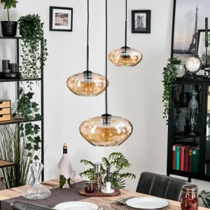 hofstein Mertola Suspension, Boule lumineuse Noir, 5 lumières* Lampes En Verre