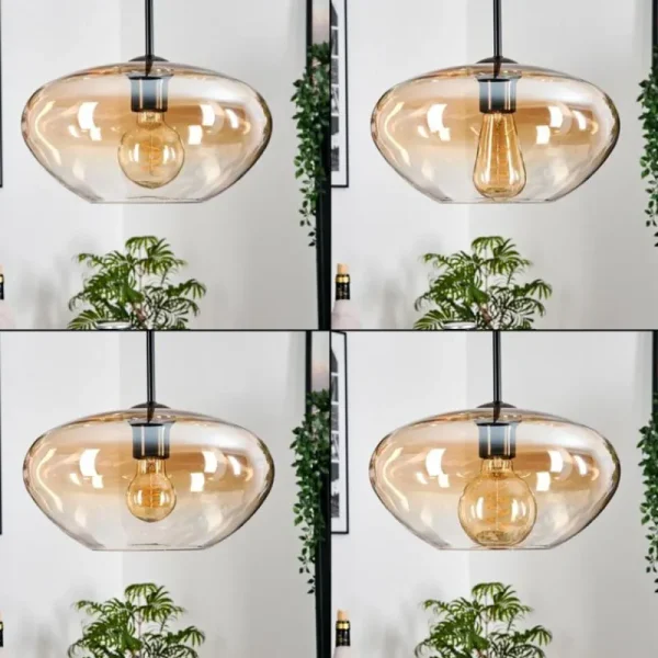 hofstein Mertola Suspension, Boule lumineuse Noir, 3 lumières* Lampes En Verre