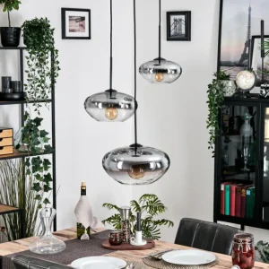 hofstein Mertola Suspension, Boule lumineuse Noir, 3 lumières* Lampes Modernes
