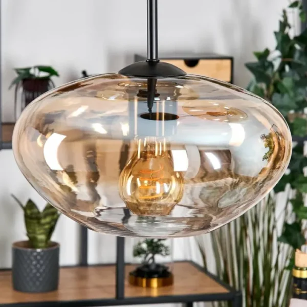 hofstein Mertola Suspension, Boule lumineuse Noir, 3 lumières* Lampes Modernes