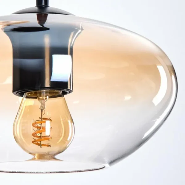 hofstein Mertola Suspension, Boule lumineuse Noir, 3 lumières* Lampes En Verre