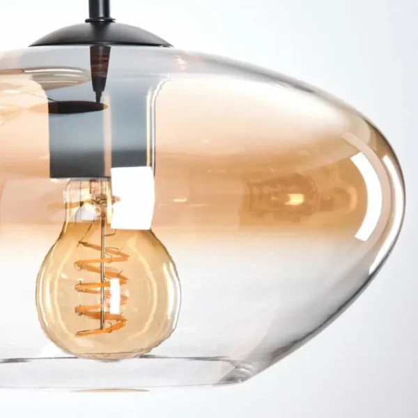 hofstein Mertola Suspension, Boule lumineuse Noir, 3 lumières* Lampes En Verre