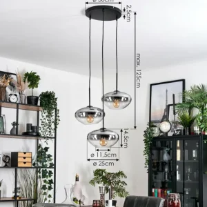 hofstein Mertola Suspension, Boule lumineuse Noir, 3 lumières* Lampes Modernes