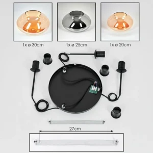 hofstein Mertola Suspension, Boule lumineuse Noir, 3 lumières* Lampes Modernes