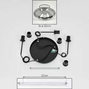 hofstein Mertola Suspension, Boule lumineuse Noir, 3 lumières* Lampes Modernes