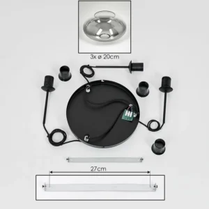 hofstein Mertola Suspension, Boule lumineuse Noir, 3 lumières* Lampes Modernes