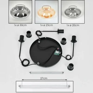 hofstein Mertola Suspension, Boule lumineuse Noir, 3 lumières* Lampes Modernes
