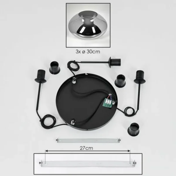 hofstein Mertola Suspension, Boule lumineuse Noir, 3 lumières* Lampes Modernes