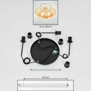 hofstein Mertola Suspension, Boule lumineuse Noir, 3 lumières* Lampes En Verre
