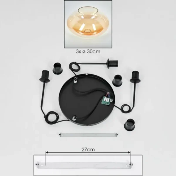 hofstein Mertola Suspension, Boule lumineuse Noir, 3 lumières* Lampes En Verre
