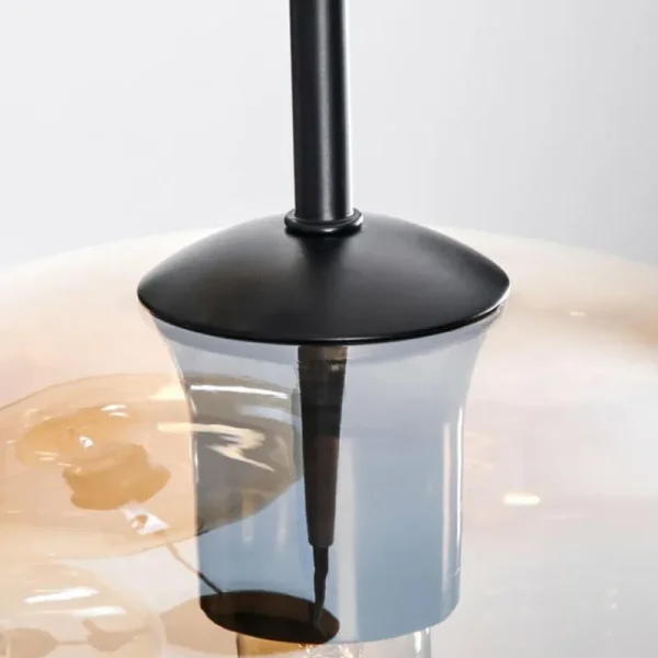 hofstein Mertola Suspension, Boule lumineuse Noir, 3 lumières* Lampes En Verre