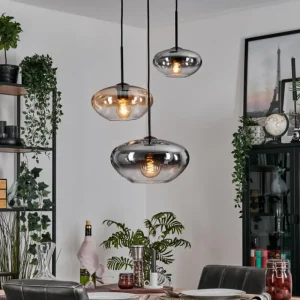 hofstein Mertola Suspension, Boule lumineuse Noir, 3 lumières* Lampes Modernes