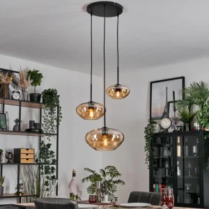 hofstein Mertola Suspension, Boule lumineuse Noir, 5 lumières* Lampes En Verre