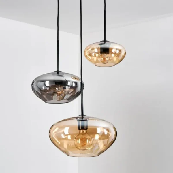 hofstein Mertola Suspension, Boule lumineuse Noir, 3 lumières* Lampes Modernes